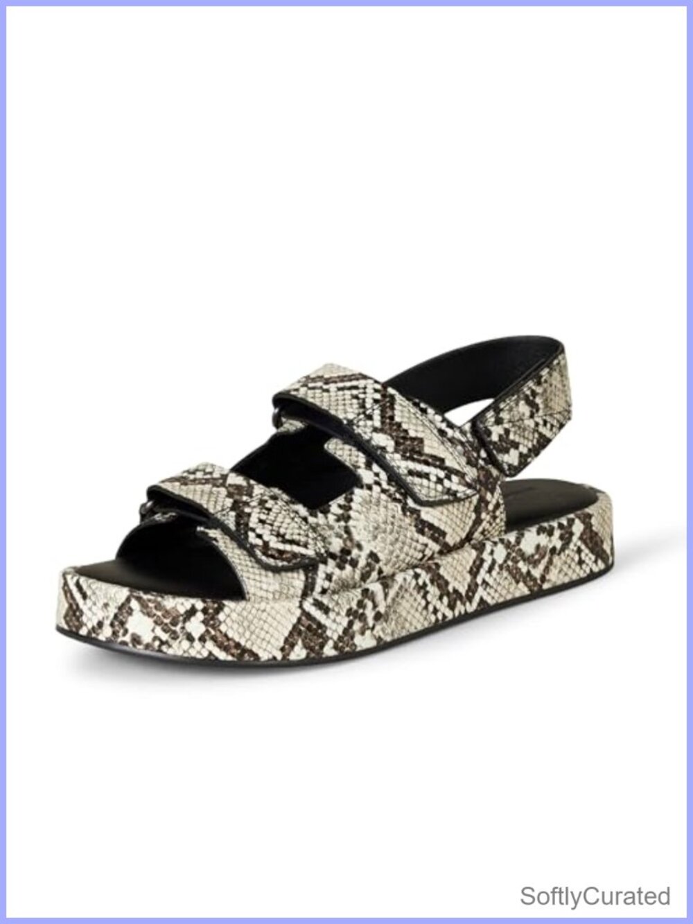 Women's Platform Sandals Faux Calfskin Leather Adjustable Triple Strap